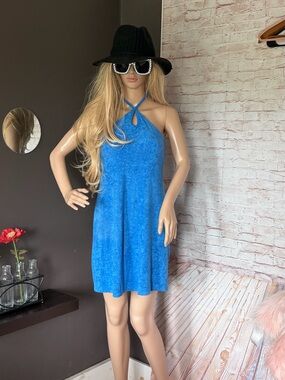 Hollister terry cloth Halter Keyhole Mini Dress , 2 for the price, blue & orange